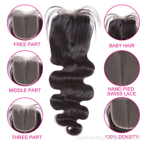 Royce Cheap Wholesale Price Brazilian human hair Bundles with lace closure Body weave Human Hair Extensions